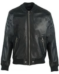DIESEL - L-Pins Leather Bomber Jacket - Lyst