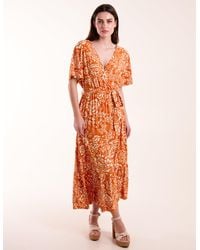 Blue Vanilla - Double V Midi Dress With Tassel Tie - Lyst