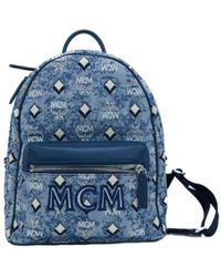 MCM - Stark Small Vintage Jacquard Monogram Logo Fabric Backpack Bookbag - Lyst