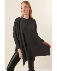 Bigdart - Slit Detailed Half Turtleneck Loose Sweater - Lyst
