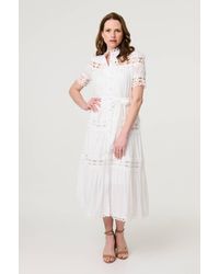 Izabel London - Lace Cut Out Detail Tie Waist Midi Dress - Lyst