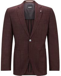BOSS - H Janson Notch Collared Solid Patterned Blazer - Lyst