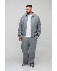 BoohooMAN - Plus Wool Look Regular Fit Collared Bomber Jacket - Lyst