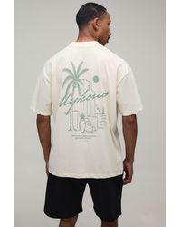BoohooMAN - Oversized Extended Neck Mykonos Palm Print T-Shirt & Short Set - Lyst