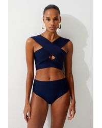 Karen Millen - High Waisted Bandage Bikini Bottoms - Lyst