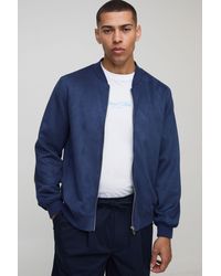 BoohooMAN - Faux Suede Regular Fit Bomber Jacket - Lyst