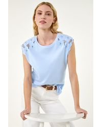 Roman - Cotton Lace Cut Out Detail Top - Lyst