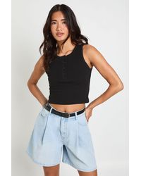 Boohoo - Belted Longline Pleated Short - Lyst