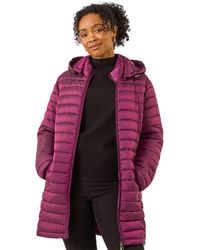 Roman - Petite Metallic Finish Quilted Puffer Coat - Lyst