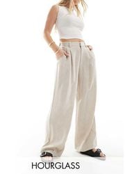 ASOS - Hourglass Wide Leg Dad Trousers With Linen - Lyst