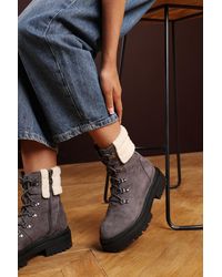 Where's That From - Wheres 'Alia' Suede Lace-Up Ankle Boots With Faux Fur Lining And Chunky Sole - Lyst