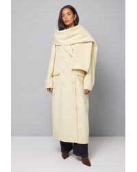 Wallis - Double Breasted Twill Scarf Detail Coat - Lyst