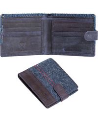 Woodland Leathers - Genuine Leather Rfid Wallet With Tweed Details, Slim Bifold Card Holder - Lyst