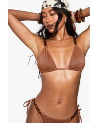 Boohoo - Premium Swim Chain Strap Glitter Triangle Bikini Top - Lyst