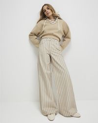 River Island - Wide Leg Jeans Stripe Trousers Cotton - Lyst