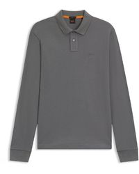 BOSS - Slim Fit Long Sleeve Polo Shirt - Lyst