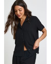 Boohoo - Linen Look Beach Short Sleeve Shirt - Lyst