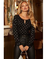 Sosandar - Spot Print Keyhole Detail Blouse - Lyst