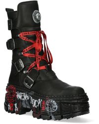 New Rock - Mid Calf Punk Leather Boots-Wall028B-C1 - Lyst