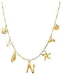 The Jewellery Stockroom - Plated Sea And Initial Life Statement Charm Necklace - Lyst