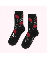 Lulu Guinness - Multi Pearly Lip Print Ankle Socks - Lyst