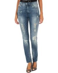 Met - Lange Denim Broek Rechte Zoom Gesneden 10db50280 Vrouw - Lyst