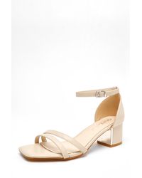 Quiz - Wide Fit Faux Leather Strappy Low Block Heeled Sandals - Lyst