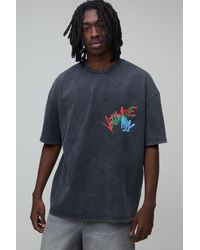 BoohooMAN - Oversized Acid Wash Graffiti Print T-Shirt - Lyst
