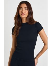 Boohoo - Tall Contour Ribbed Seamless Short Sleeve Active Top - Lyst