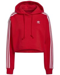 adidas Originals - Cropped Hooded Relaxed Fit Sweatshirt - Lyst