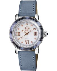 Gv2 - Marsala Tortoise Swiss Quartz Diamond Mother Of Pearl Dial, Demin Suede Watch - Lyst