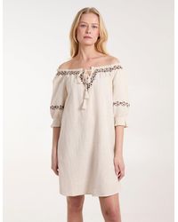 Blue Vanilla - Sleeve Embroidered Tunic Dress - Lyst
