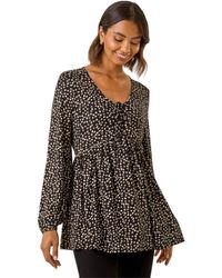 Roman - Printed Snit Jersey Top - Lyst