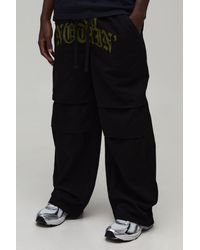 BoohooMAN - Baggy Crotch Print Twill Trouser - Lyst