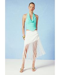 Boohoo - Linen Tassle Trim Asymmetric Skirt - Lyst