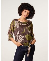 Blue Vanilla - Tie Knit Metallic Chiffon Top - Lyst