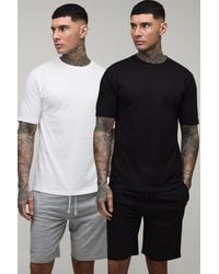 BoohooMAN - Tall Regular Fit 2 Pack T-Shirt & Lounge Shorts Set - Lyst