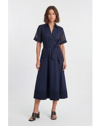 Karen Millen - Utility Organdie Cotton Mix Woven Maxi Dress - Lyst