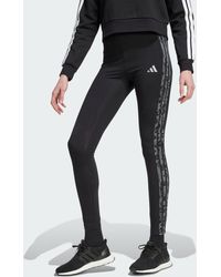 adidas - Animal Print 3-Stripes High Rise Leggings - Lyst