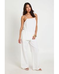 Boohoo - Linen Look Longline Cami & Wide Leg Trouser Co-Ord - Lyst
