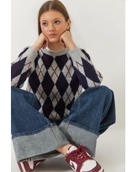 Bianco Lucci - Baklava Pattern Crew Neck Knitted Sweater - Lyst
