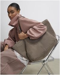 River Island - Buckle Handle Suede Shopper Bag Leather - Lyst