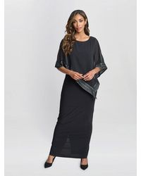 Gina Bacconi - Amber Maxi Asymmetrical Cape Dress - Lyst