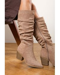 Where's That From - Wheres Drelia Ruched Western Knee High Boot - Lyst