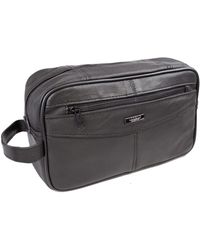 Woodland Leathers - Genuine Leather Toiletry Bag Travel Shaving Wash Bag - Lyst