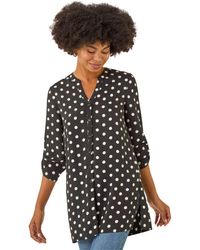 Roman - Spot Print Longline Buttoned Blouse - Lyst