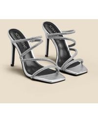Sosandar - Leather Diamante Strap Square Toe Sandal - Lyst