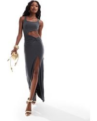 ASOS - Slinky Square Neck Maxi Dress With Sarong Knot Detail Skirt - Lyst