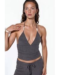Busem - Fitted Halterneck Crop Blouse With Tie Detail - Lyst