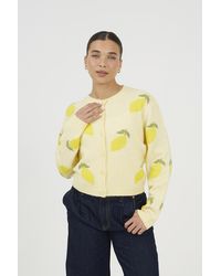 Brave Soul - Soft Touch Lemon Jacquard Knit Cardigan - Lyst